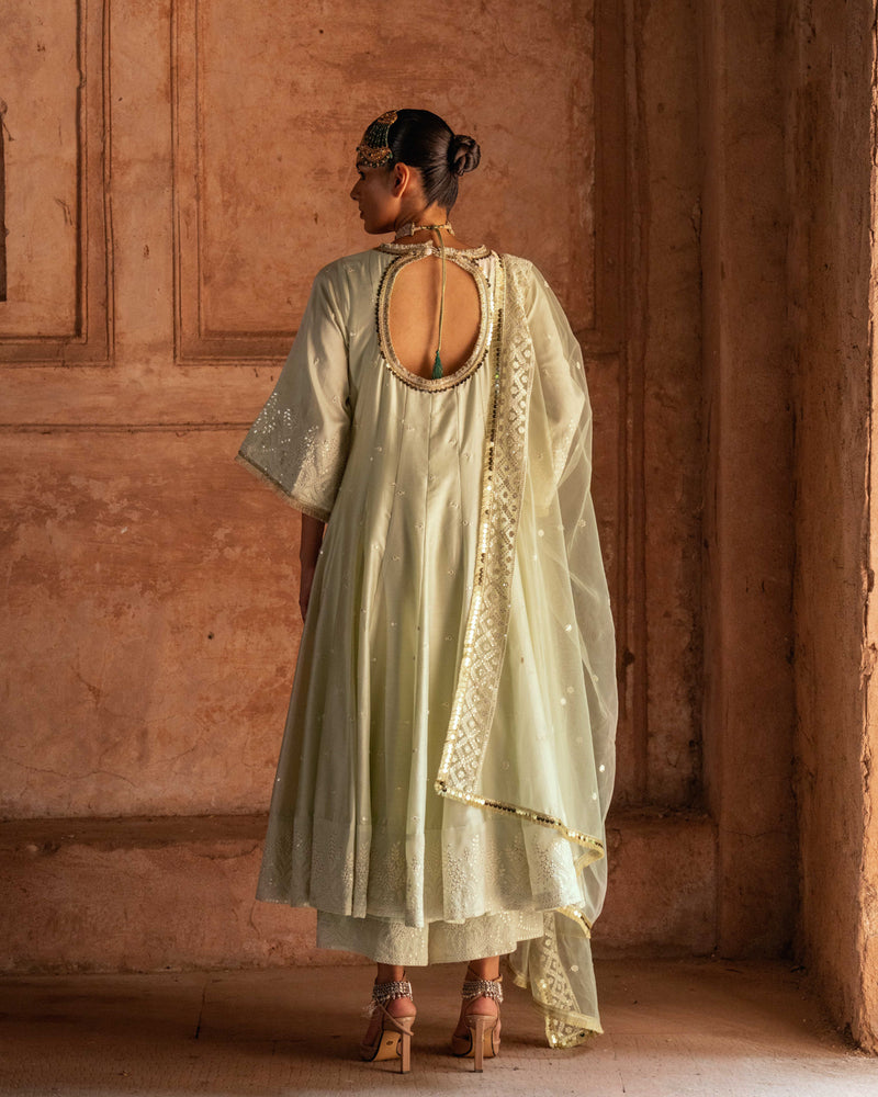 Forest mint anarkali with pants