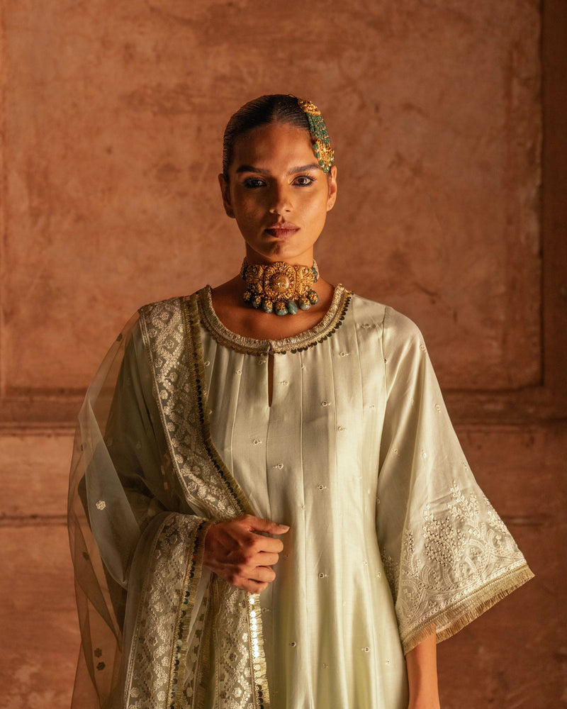 Forest mint anarkali with pants