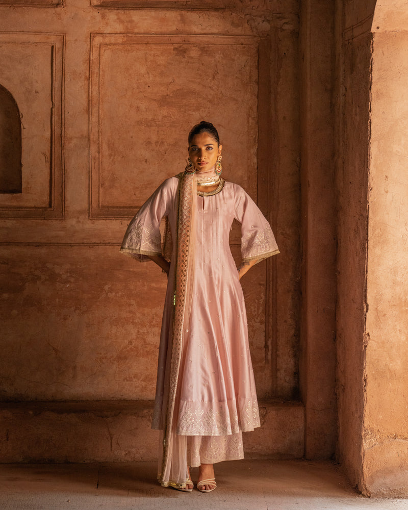 Forest onion pink anarkali with pants