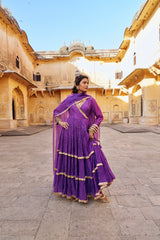 Imperial purple Angrakha with Embroidered Dupatta
