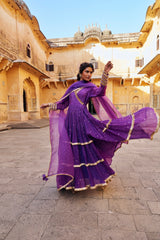 Imperial purple Angrakha with Embroidered Dupatta