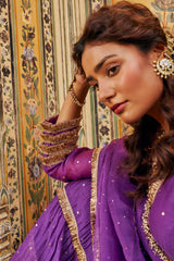 Imperial purple Angrakha with Embroidered Dupatta