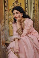 Vintage blush Angrakha with Embroidered Dupatta