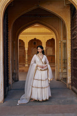 Ivory Angrakha with Embroidered Dupatta