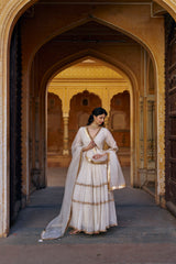 Ivory Angrakha with Embroidered Dupatta