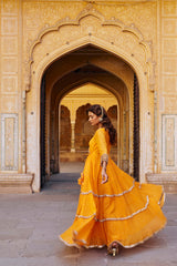 Saffron Angrakha with Embroidered Dupatta