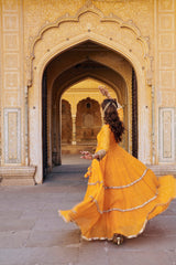 Saffron Angrakha with Embroidered Dupatta