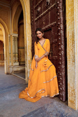 Saffron Angrakha with Embroidered Dupatta