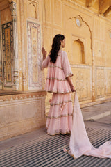 Vintage blush 4 tier mukesh peplum Sharara