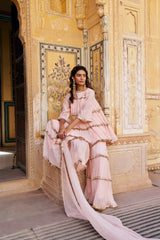 Vintage blush 4 tier mukesh peplum Sharara