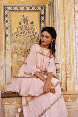 Vintage blush 4 tier mukesh peplum Sharara