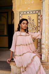 Vintage blush 4 tier mukesh peplum Sharara