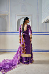 Imperial Purple Straight Kurta With Sharara