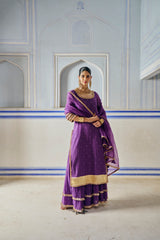Imperial Purple Straight Kurta With Sharara