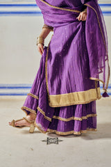 Imperial Purple Straight Kurta With Sharara