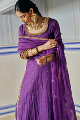 Imperial Purple Straight Kurta With Sharara