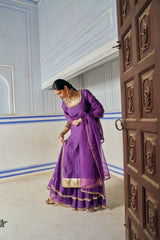 Imperial Purple Straight Kurta With Sharara