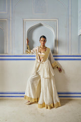 Ivory Mukesh Double layer Embroidered Jacket with Pants