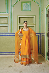 Saffron Straight Kurta With Sharara