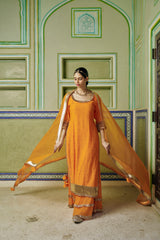 Saffron Straight Kurta With Sharara