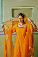 Saffron Straight Kurta With Sharara