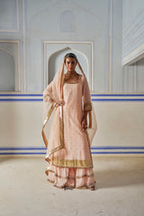 Vintage blush Straight Kurta With Sharara