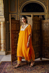 Saffron glass kaftan with pant