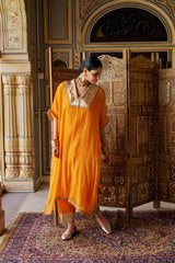 Saffron glass kaftan with pant
