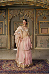 Vintage blush Tri Color Fish Cut Lehenga