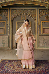 Vintage blush Tri Color Fish Cut Lehenga