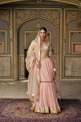 Vintage blush Tri Color Fish Cut Lehenga