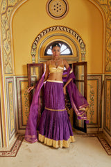 Imperial Purple mukesh Fish Cut Lehenga