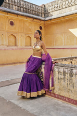 Imperial Purple mukesh Fish Cut Lehenga