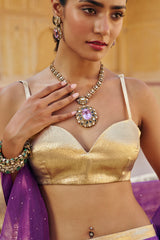Imperial Purple mukesh Fish Cut Lehenga