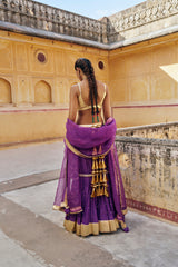 Imperial Purple mukesh Fish Cut Lehenga