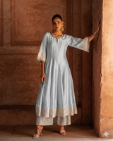Forest Ice blue  anarkali with pants
