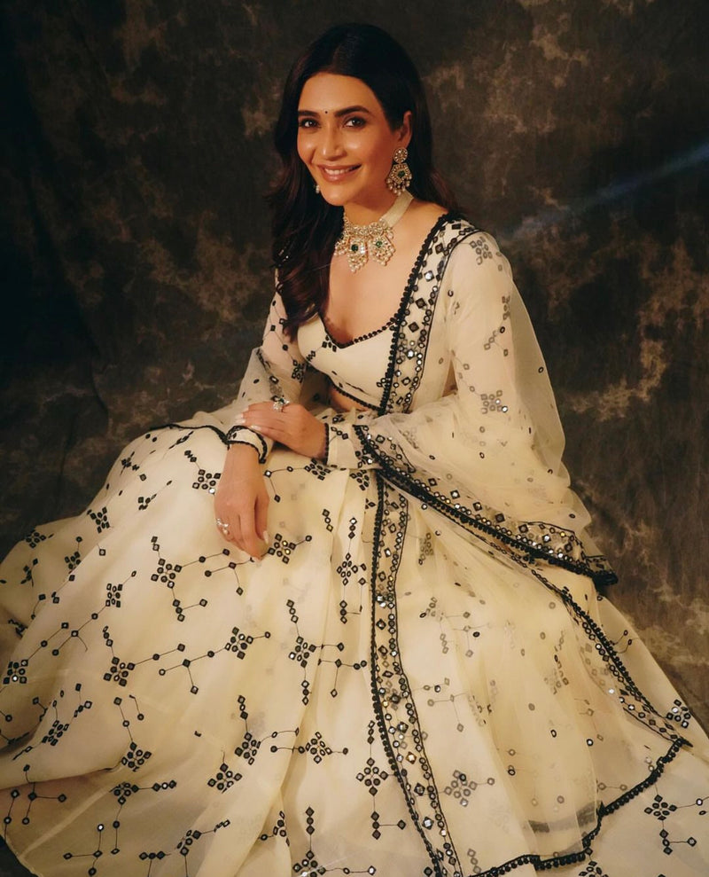 Black & White BK Lehenga with Embroidered Dupatta