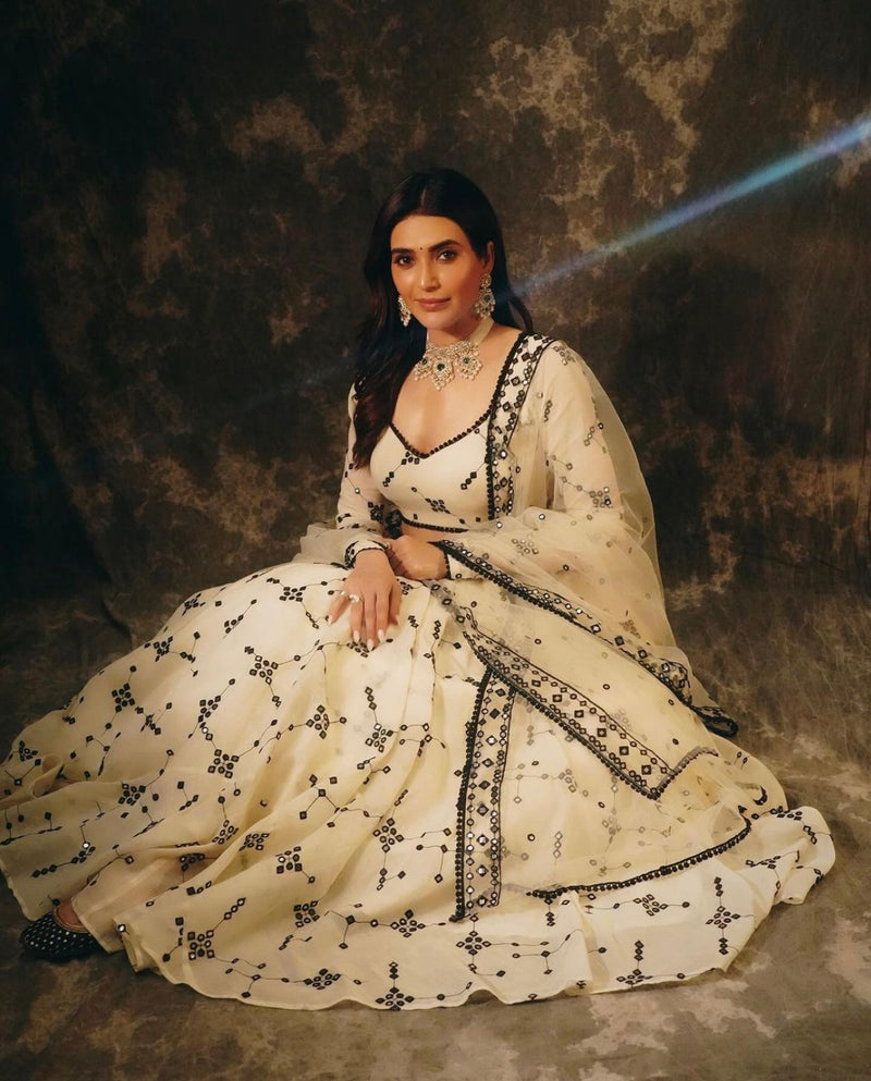 Black & White BK Lehenga with Embroidered Dupatta