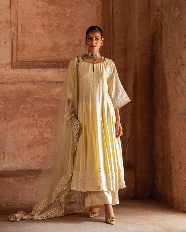 Forest lemon anarkali with pants