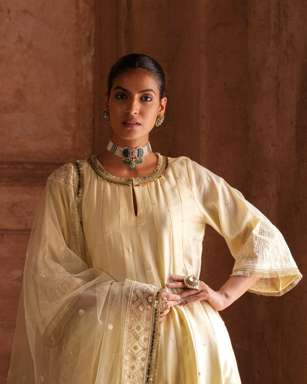 Forest lemon anarkali with pants