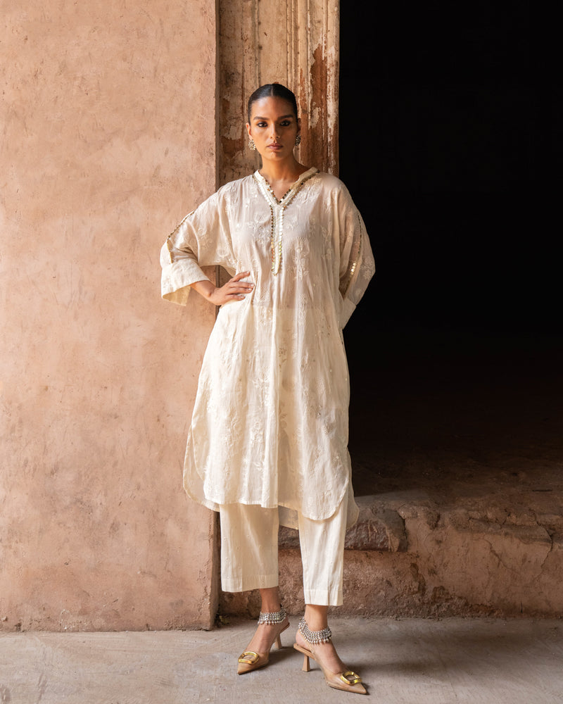Sunflower embroidered kurta