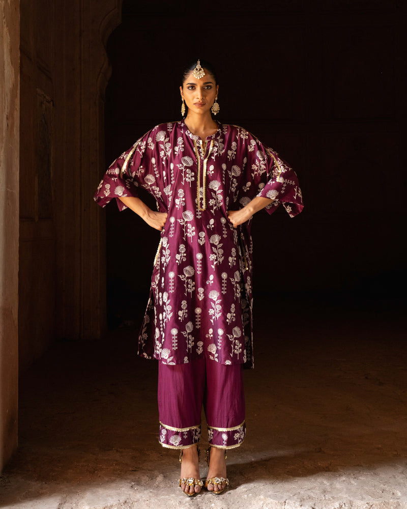 Sunflower wine embroidered kurta