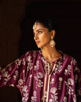 Sunflower wine embroidered kurta