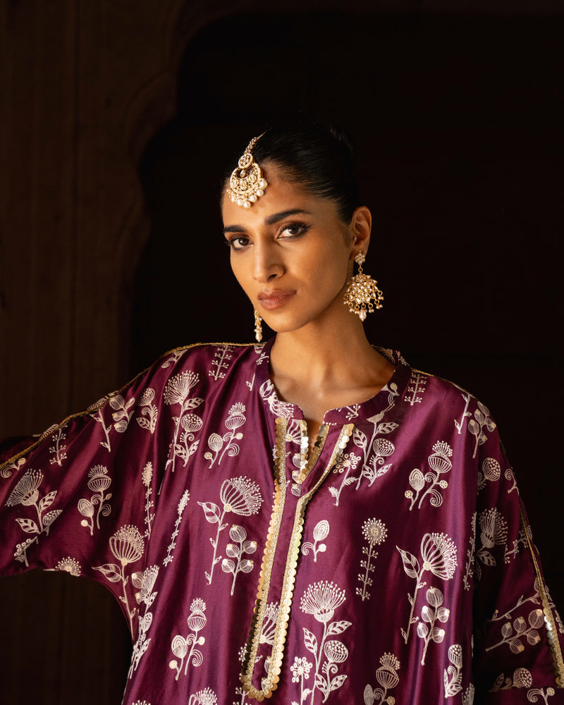 Sunflower wine embroidered kurta