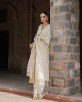 Off White Big Border anarkali with pants