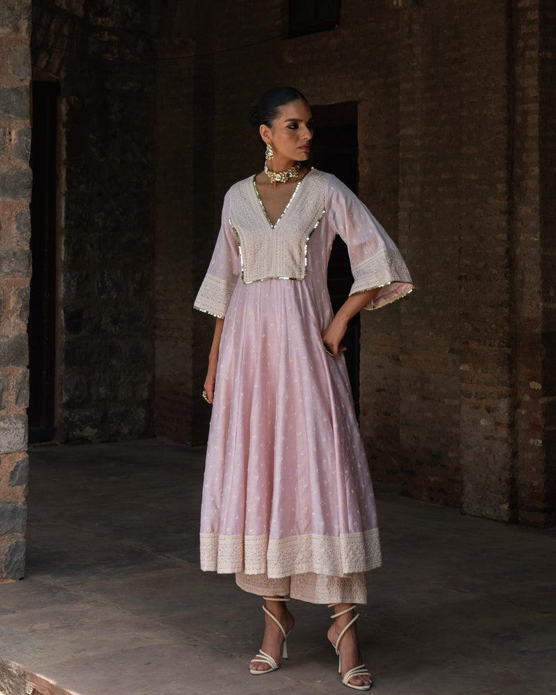Big Boder onion pink anarkali with pants