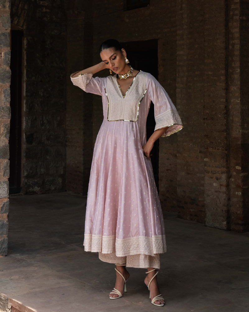 Big Boder onion pink anarkali with pants