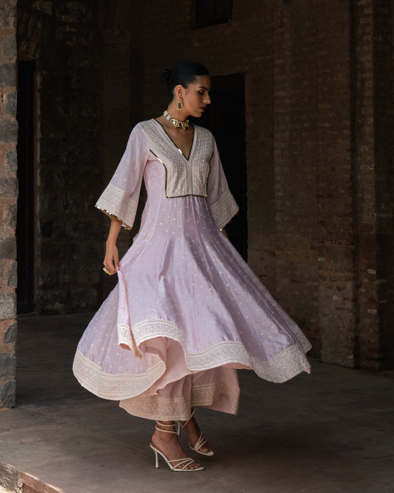 Big Boder onion pink anarkali with pants