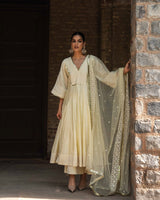 Lemon Big Border anarkali with pants