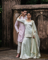 Mint big border straight sharara with embroidered dupatta